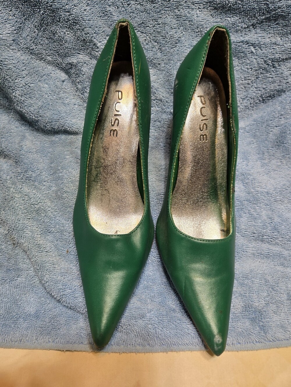 Ladies Dark Green Pointed High Heels